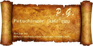 Petschinger György névjegykártya